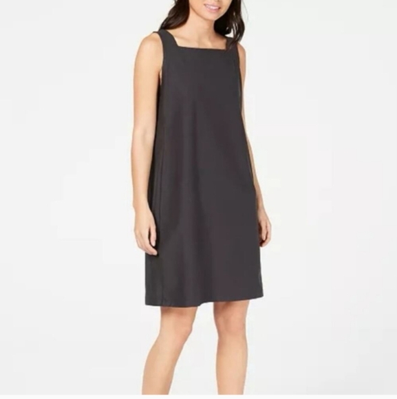 Eileen Fisher Square Neck Crepe Sleeveless Shift XS Graphite Gray EUC - Picture 1 of 6